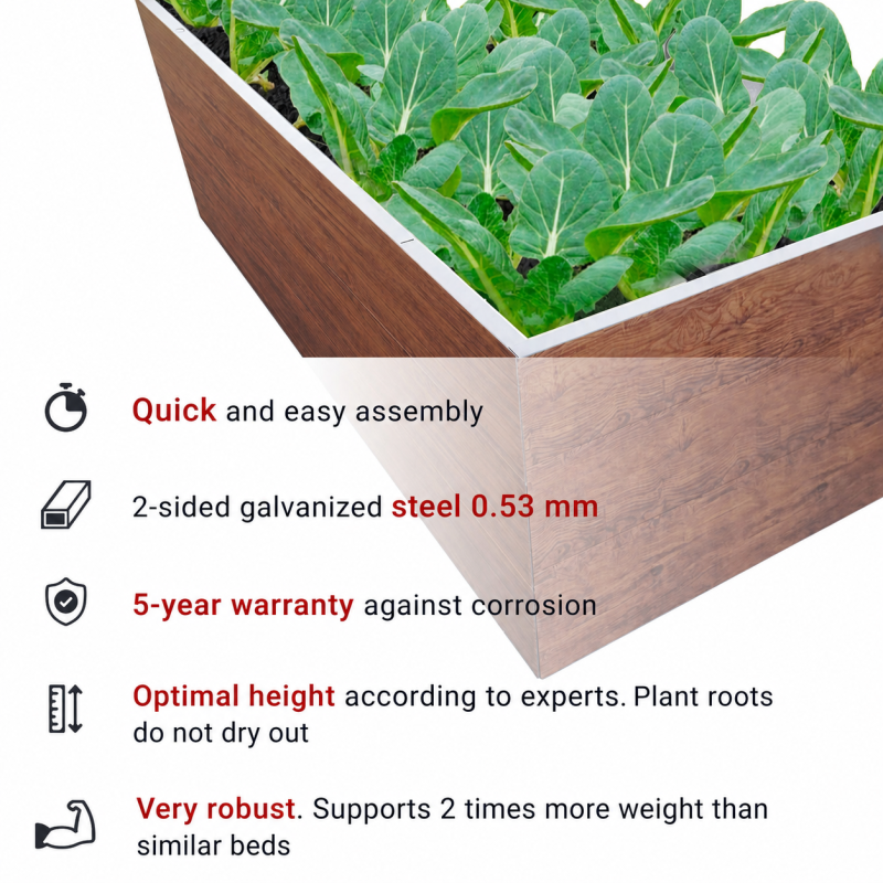 Garden Raised Bed 197×98x63 cm made of galvanized Metal, Stable, Wood Effect, mole net incl. Garden Raised Bed 197×98x63 cm made of galvanized Metal, Stable, Wood Effect, mole net incl.