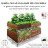 Potager Surélevé En Métal 170x85x63 Cm Avec Grille Anti-Taupes, Effet Bois