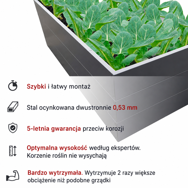 Podwyższona Grządka Metalowa 170x85x63 Cm Z Siatką Na Krety