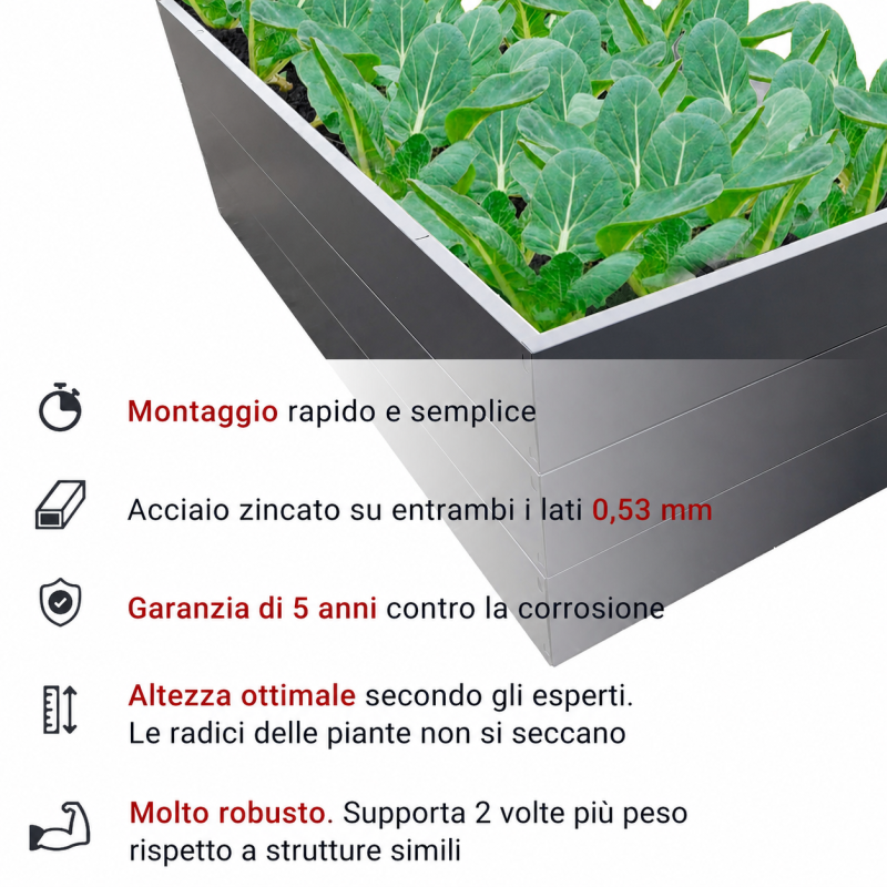 Orto Rialzato In Metallo 170x85x63 Cm Da Giardino Con Rete Anti-Talpa Orto Rialzato In Metallo 170x85x63 Cm Da Giardino Con Rete Anti-Talpa