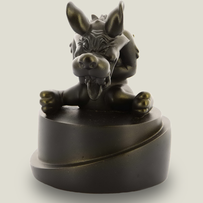 Hellhound on pedestal (round) black/bronze, 14 cm