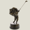 Golfeur sur piédestal (rond) noir/bronze, 22 cm