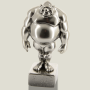 Mario Argent Figurine abstraite sur socle carré, 19 cm