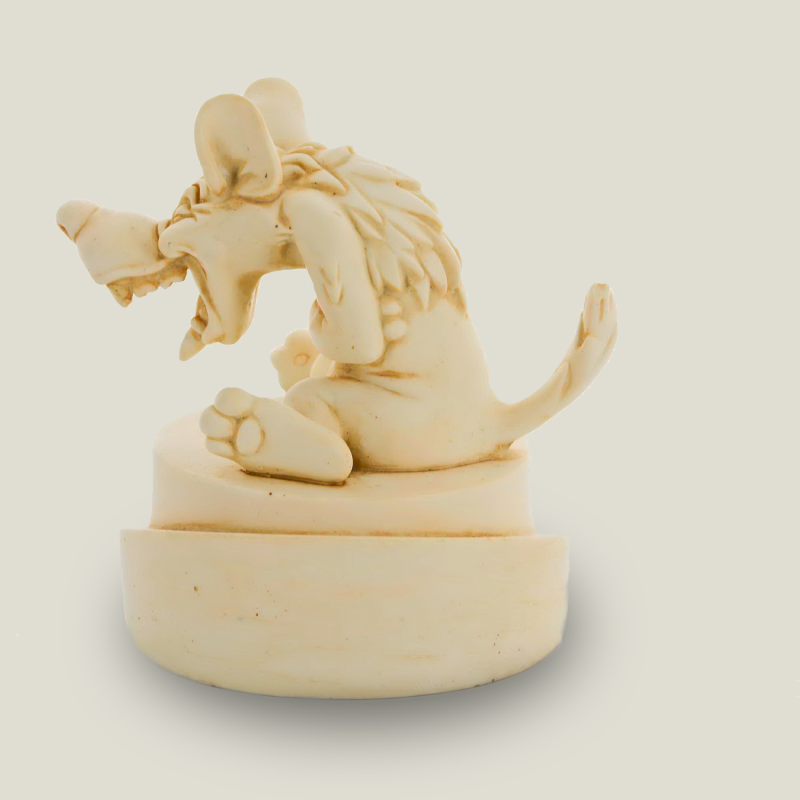 Hellhound on pedestal (round) ivory, 14 cm