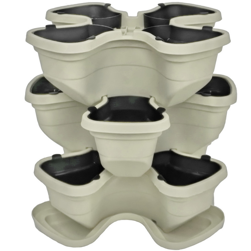 Vertikaler Garten Blumentopf 3 Etagen. Beige.