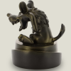 Hellhound on pedestal (round) black/bronze, 14 cm