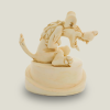 Hellhound on pedestal (round) ivory, 14 cm