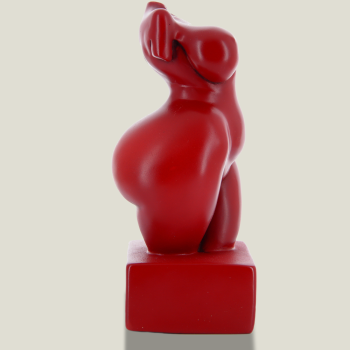 Maria auf Sockel (quadratisch) Rot, 18,5 cm