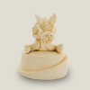 Hellhound on pedestal (round) ivory, 14 cm