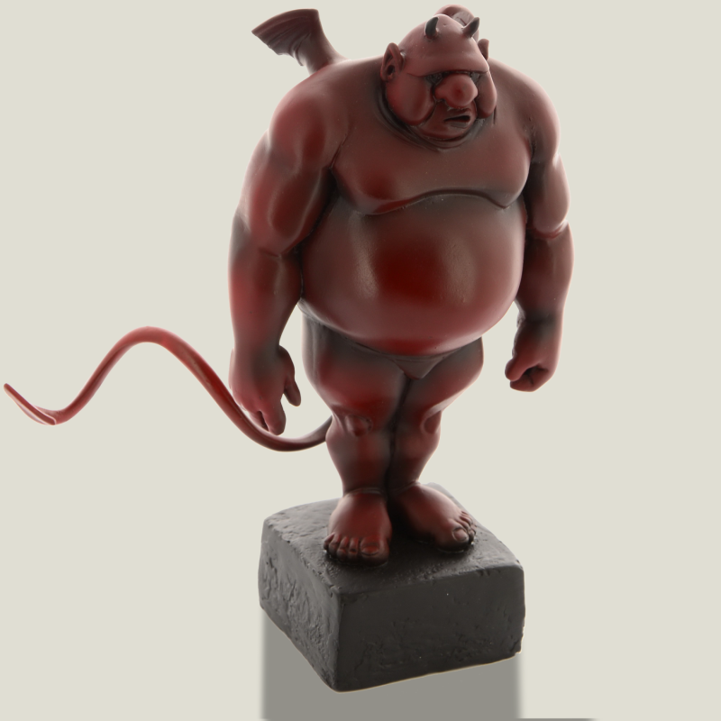 Orpheus on pedestal (square) red, 20 cm