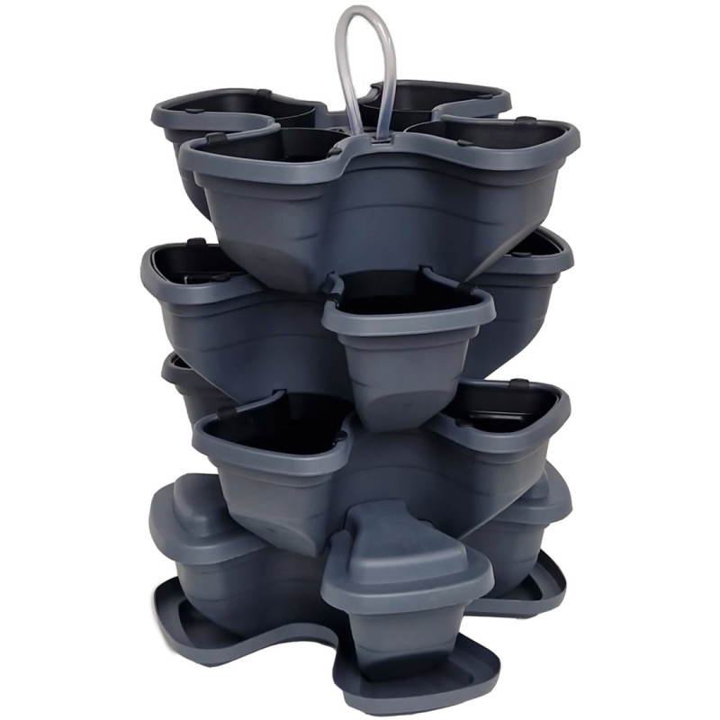 Vertical garden flower pot with 3+1 floors and pump. Anthracite colour. Vertical garden flower pot with 3+1 floors and pump. Anthracite colour.
