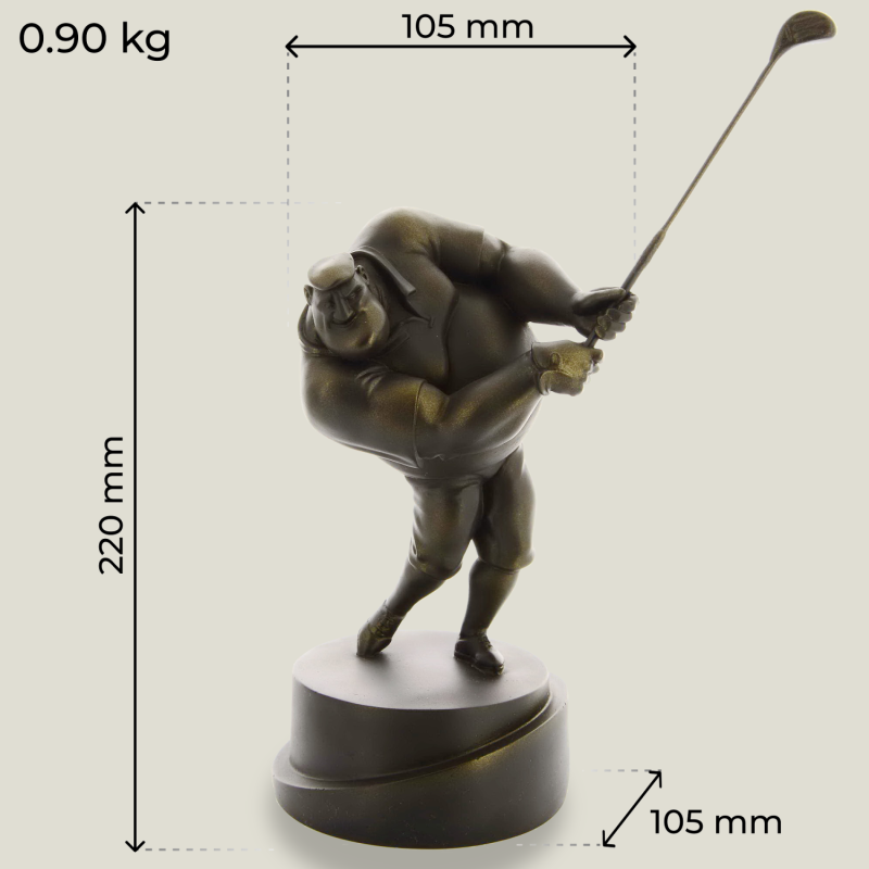 Golfeur sur piédestal (rond) noir/bronze, 22 cm