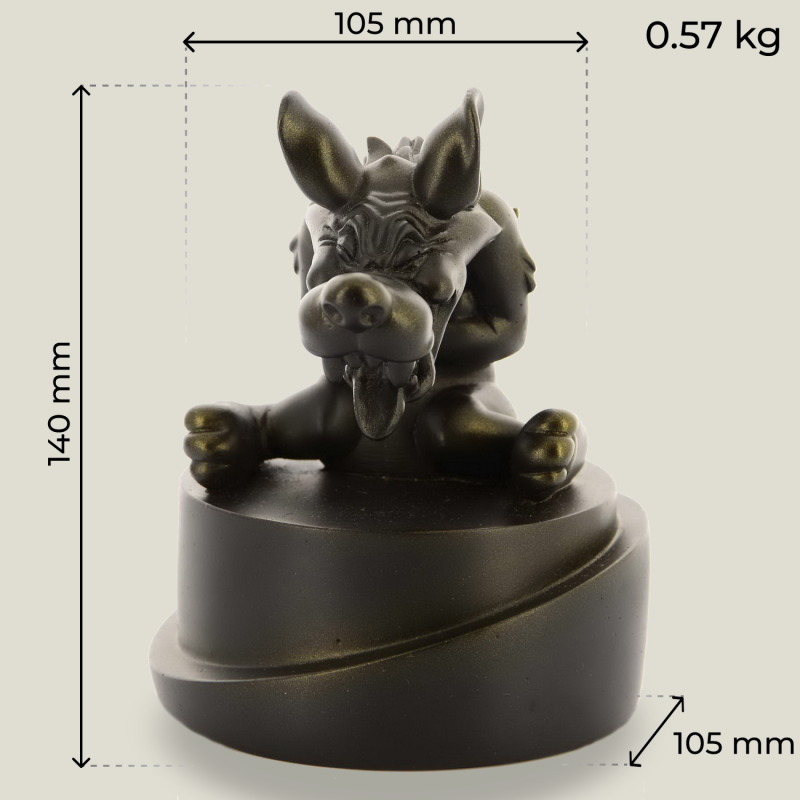 Hellhound on pedestal (round) black/bronze, 14 cm