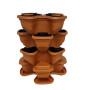 Vertical flower pot for the garden with 3+1 floors. Terracotta.