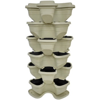 Vertical garden flower pot with 5+1 floors. Beige.