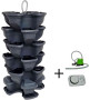 Vertical garden flower pot with 5+1 floors + pump. Anthracite colour.