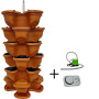 Vertical garden flower pot with 5+1 floors and pump. Terracotta.