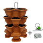 Vertical garden flower pot with 3+1 floors and pump. Terracotta.