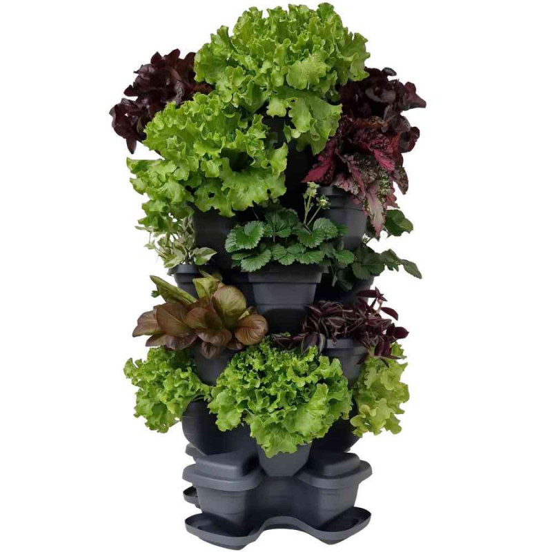 Vertical garden flower pot with 5+1 floors. Anthracite colour. Vertical garden flower pot with 5+1 floors. Anthracite colour.