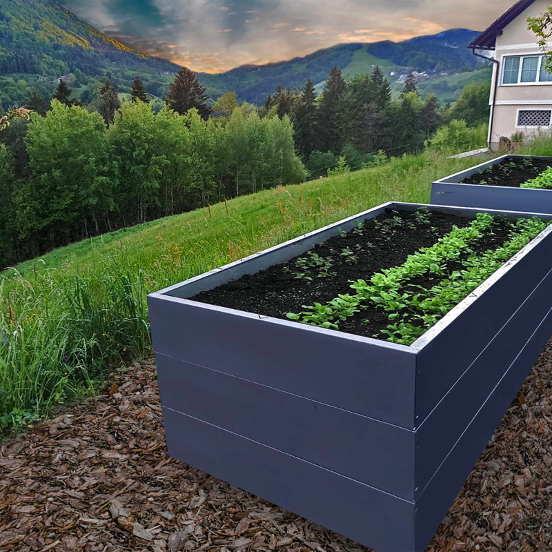 Garden Raised Bed 170x85x63 cm made of galvanized Metal, Stable, Gray, mole net incl. Garden Raised Bed 170x85x63 cm made of galvanized Metal, Stable, Gray, mole net incl.