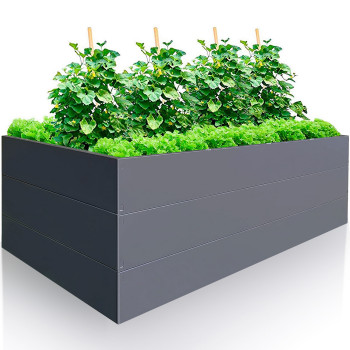 Garden Raised Bed 170x85x63 cm made of galvanized Metal, Stable, Gray, mole net incl.