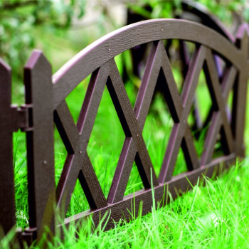 Garden Fence - Decorative Garden Fence border, Set of 5 (Total length 3 meters, Brown)