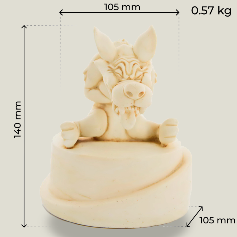 Hellhound on pedestal (round) ivory, 14 cm