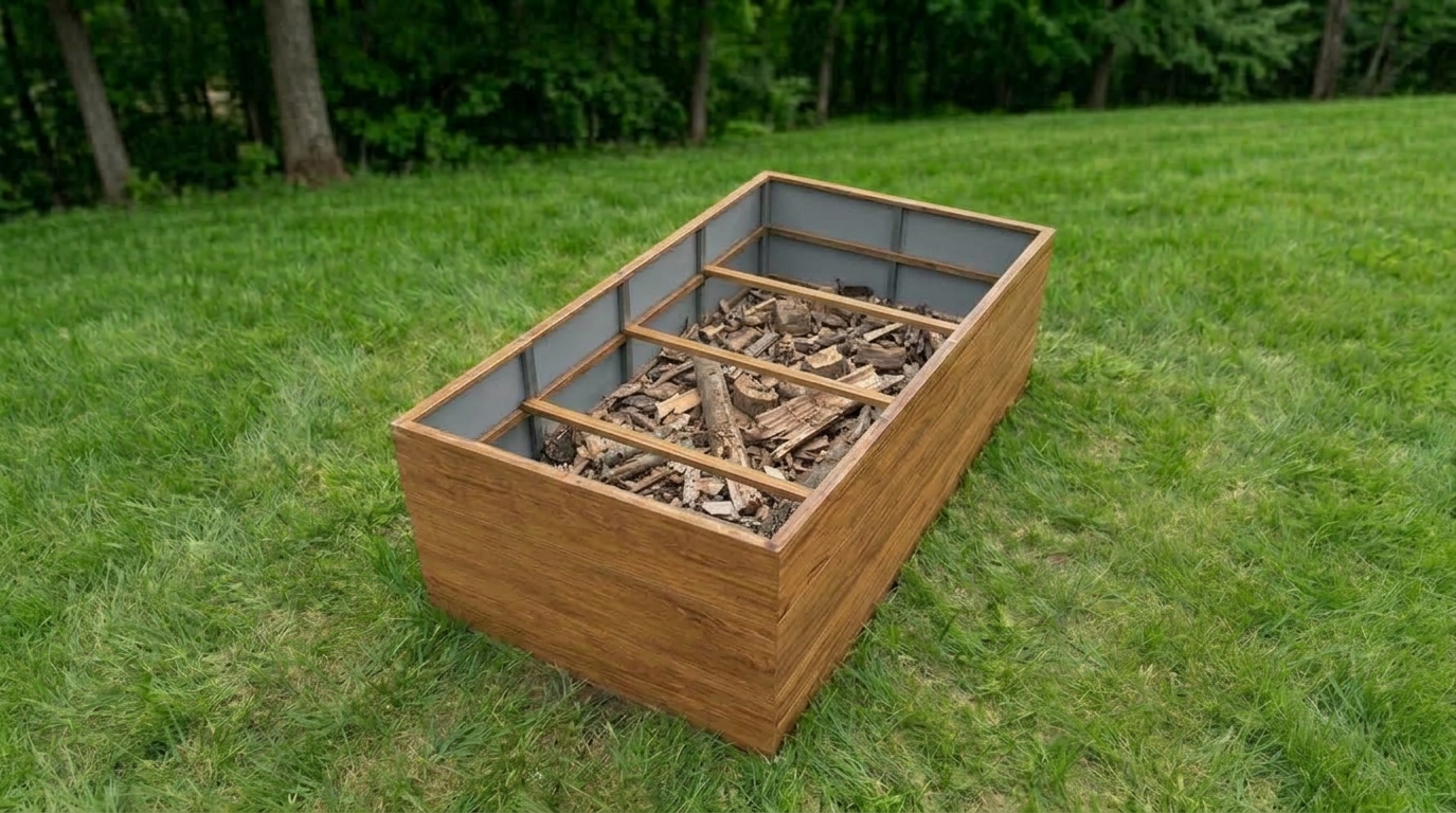 GARTENDEK raised garden bed bottom drainage layer – large branches, tree log slices and chopped twigs