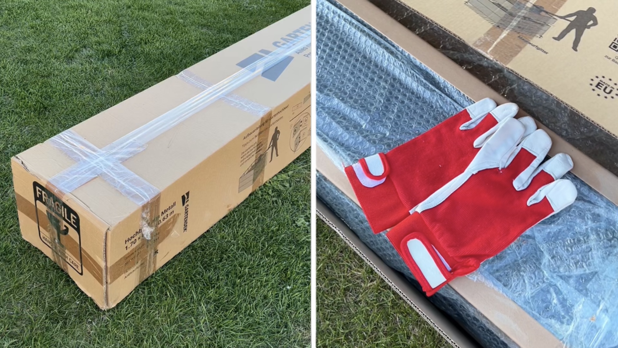 GARTENDEK metal raised garden bed unboxing – checking the box contents and parts before assembly
